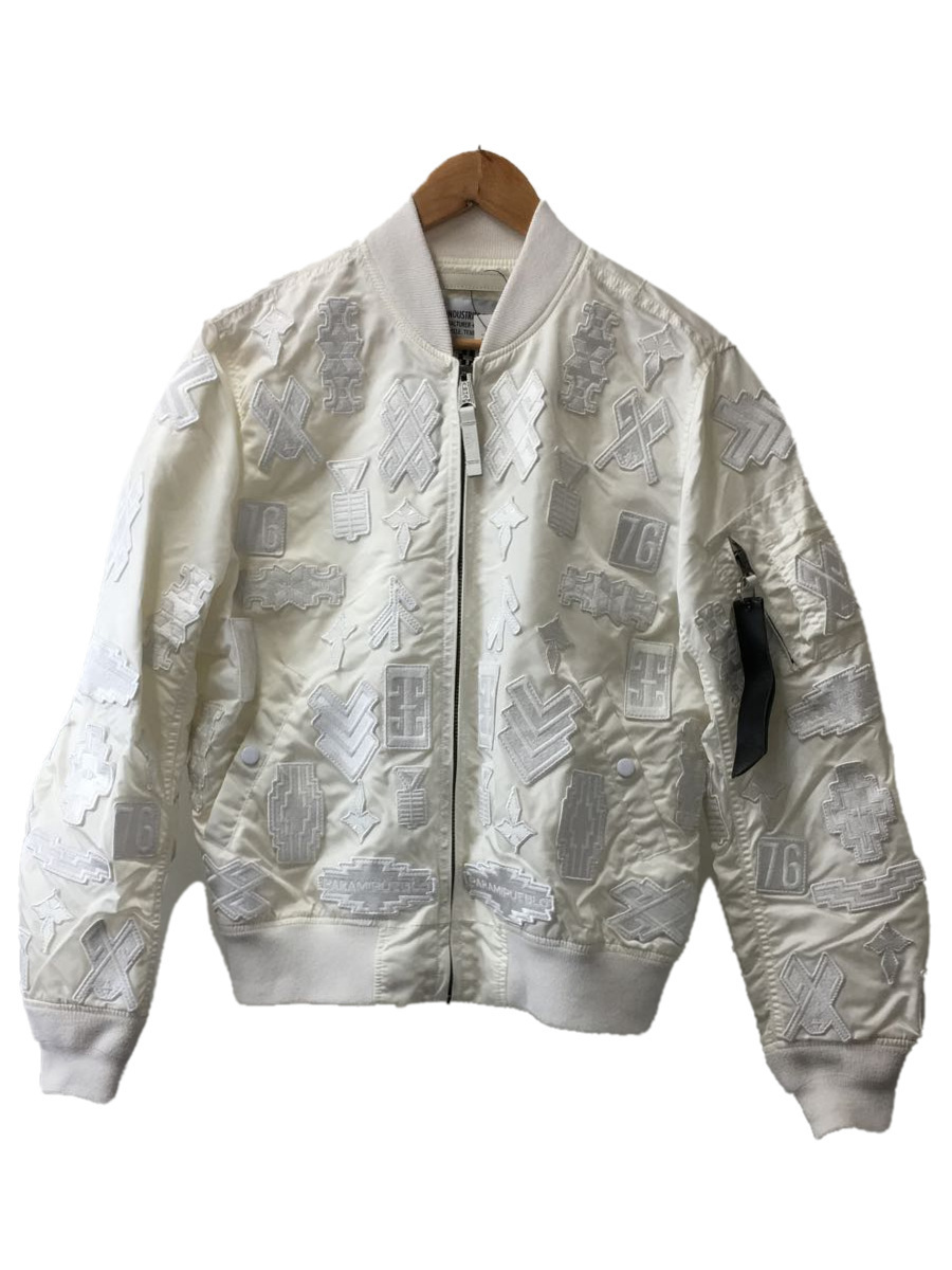 ALPHA INDUSTRIES◆ワッペンMA-1/フライトジャケット/S/ナイロン/WHT/×MARCELO BURLON