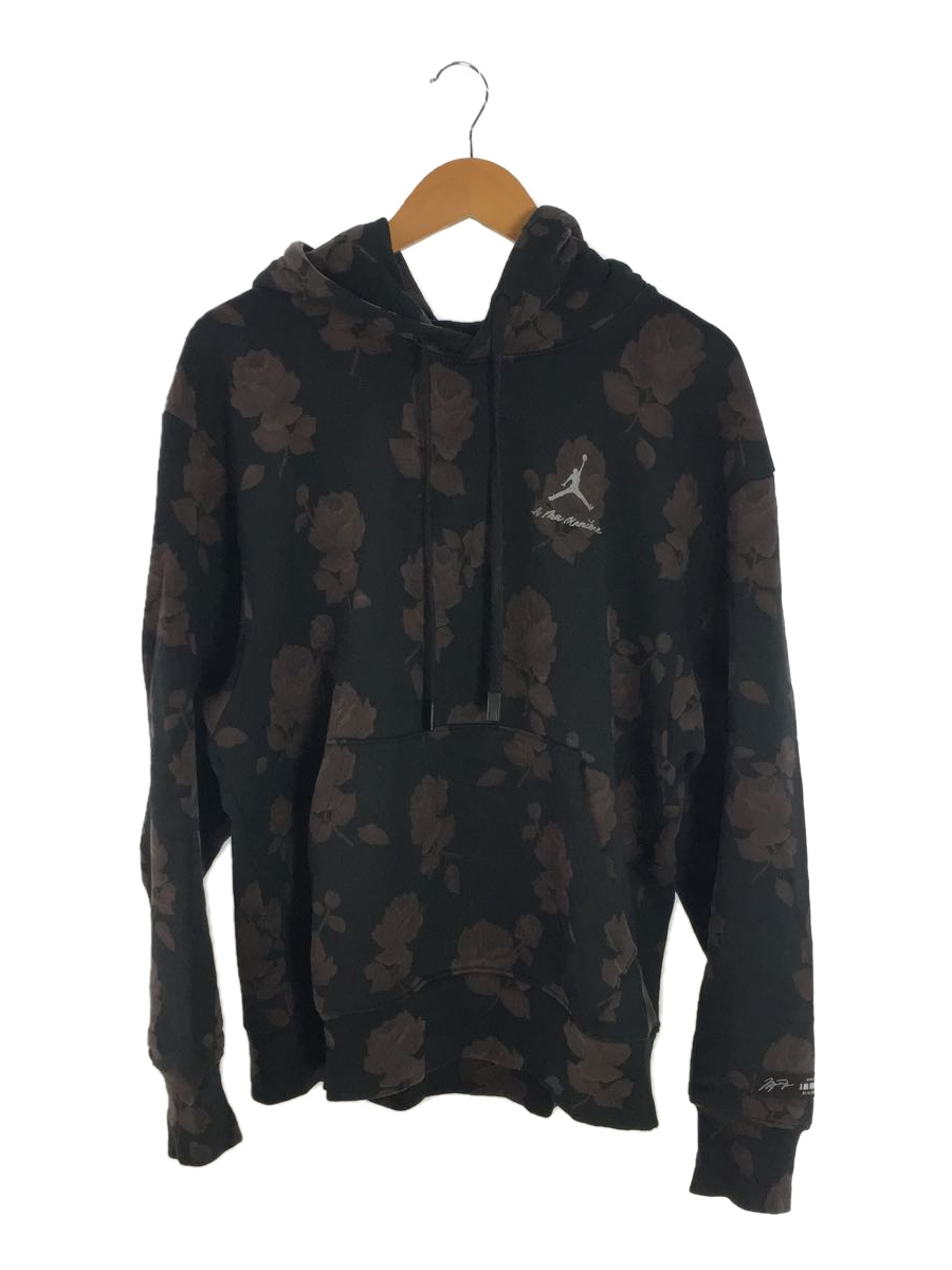 正規代理店 NIKE◇ヨゴレ有/JORDAN BRAND/パーカー/L/コットン/BLK/花