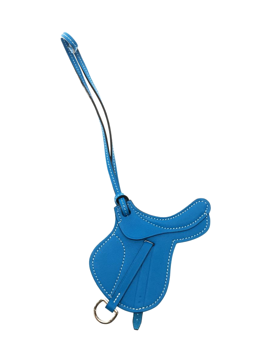 HERMES◇パドック セル バッグチャーム/BLU/レディース/075351CA