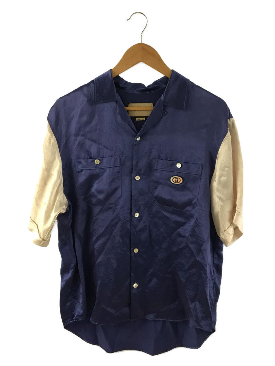 サイズ交換OK】 GUCCI◇半袖シャツ/48/-/NVY/無地/654894 Lサイズ