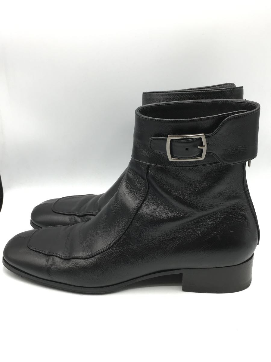 SAINT LAURENT◇スクエアトゥバックジップベルテッドブーツ/43/BLK