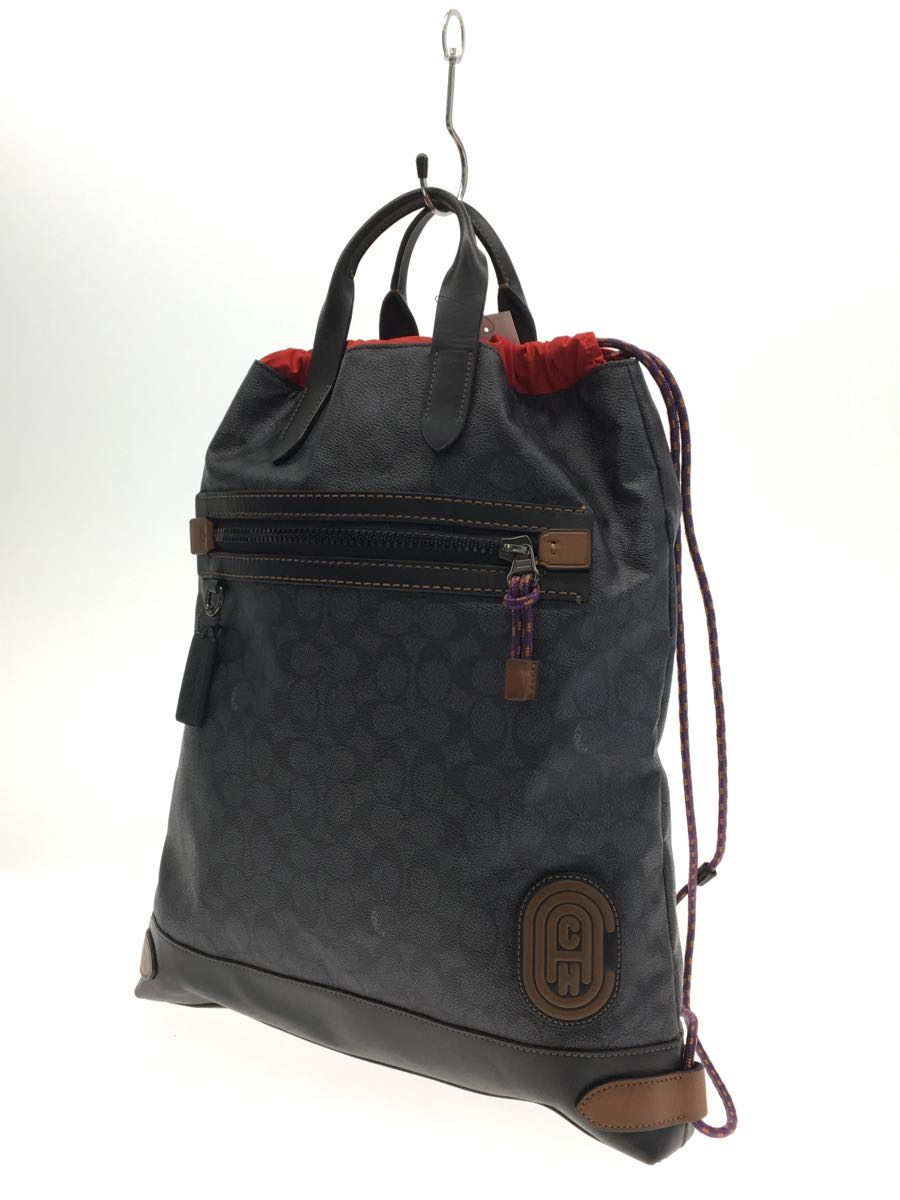 COACH* red temi- draw -stroke ring backpack / bag /PVC/BLK/69327