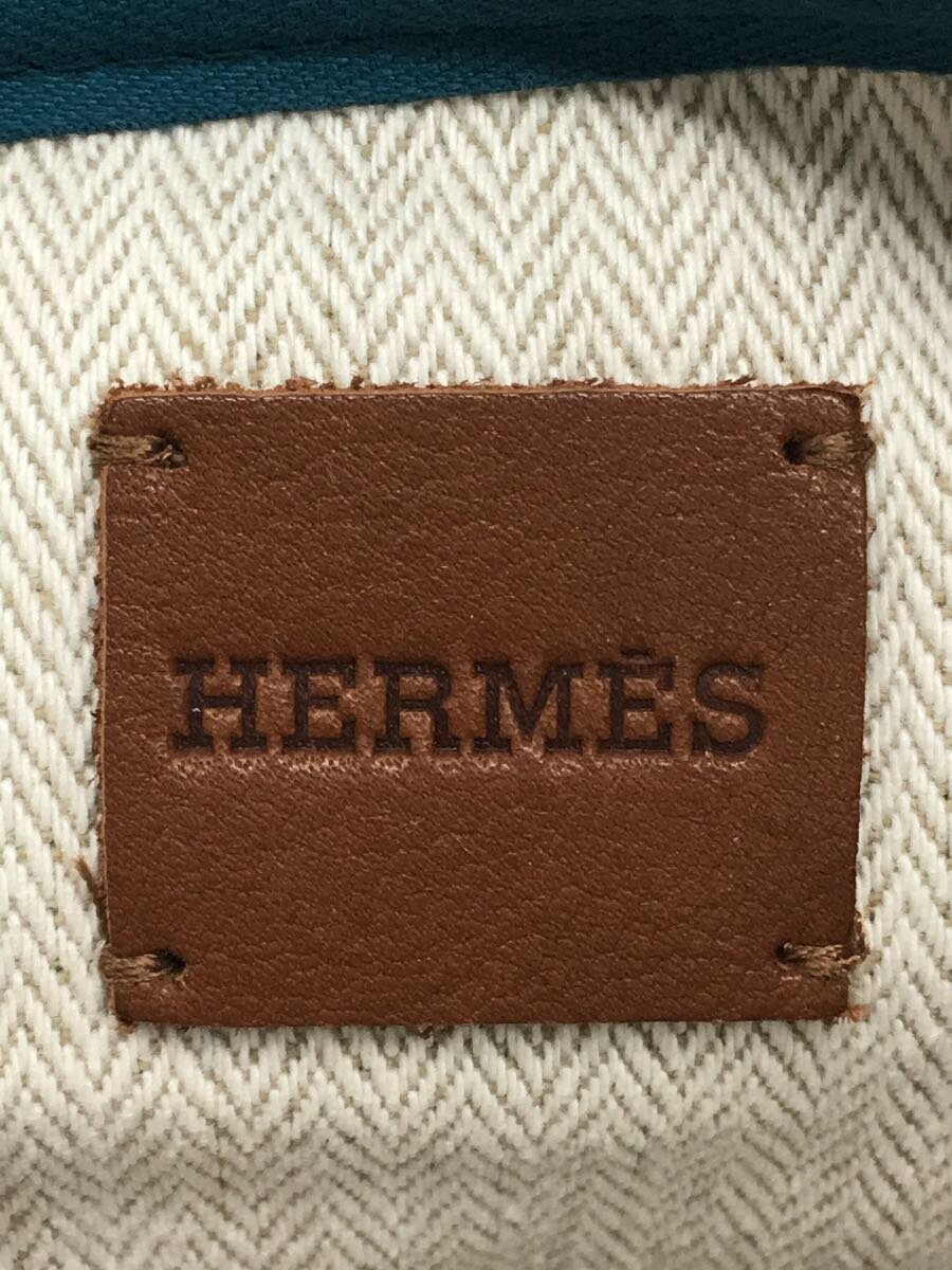 HERMES◆ポーチ/コットン/ブルー/プティ・デュック コットン フラットポーチGM_画像5