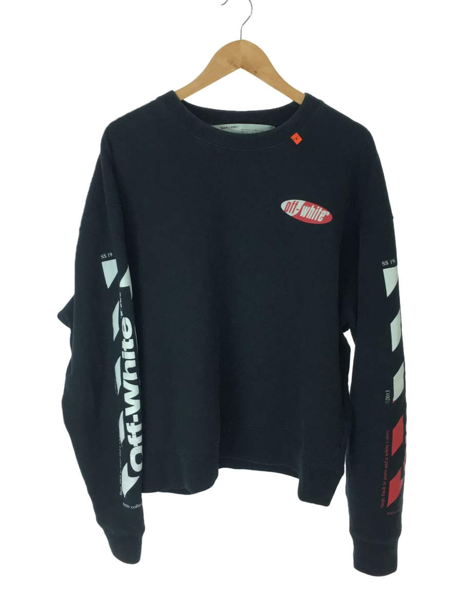 サイズ交換OK】 OFF-WHITE◇スウェット/L/コットン/BLK Lサイズ