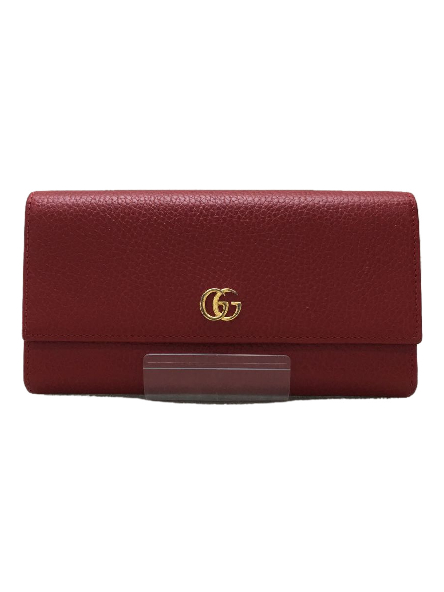 GUCCI◆長財布/レザー/RED/無地/レディース_画像1