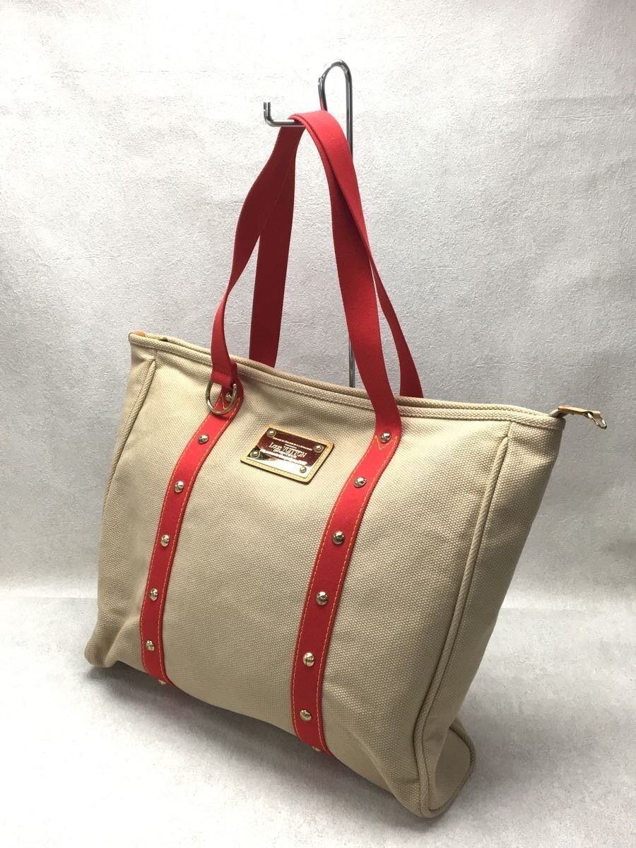 Louis Vuitton Antigua Cavas GM Tote Bag Beige & Red M40032