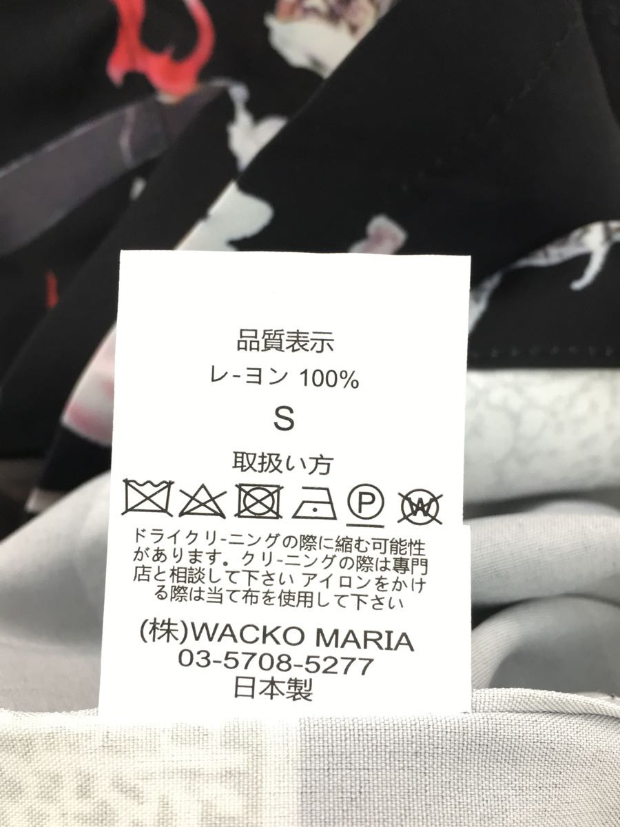 WACKO MARIA◇半袖シャツ/S/レーヨン/BLK/総柄/18SS/天国東京お化け図