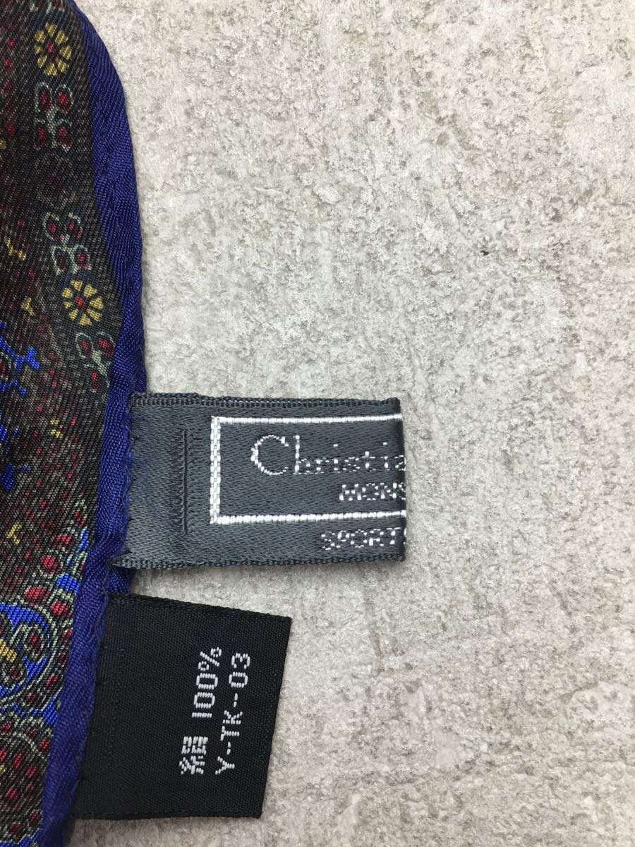 Christian Dior◆スカーフ/シルク/BLU/総柄/レディース_画像3