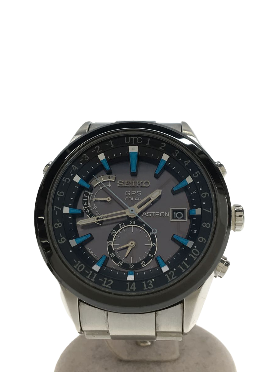 SEIKO◇ソーラー腕時計/アナログ/ステンレス/BLK/SLV/7X52-0AB0 | www