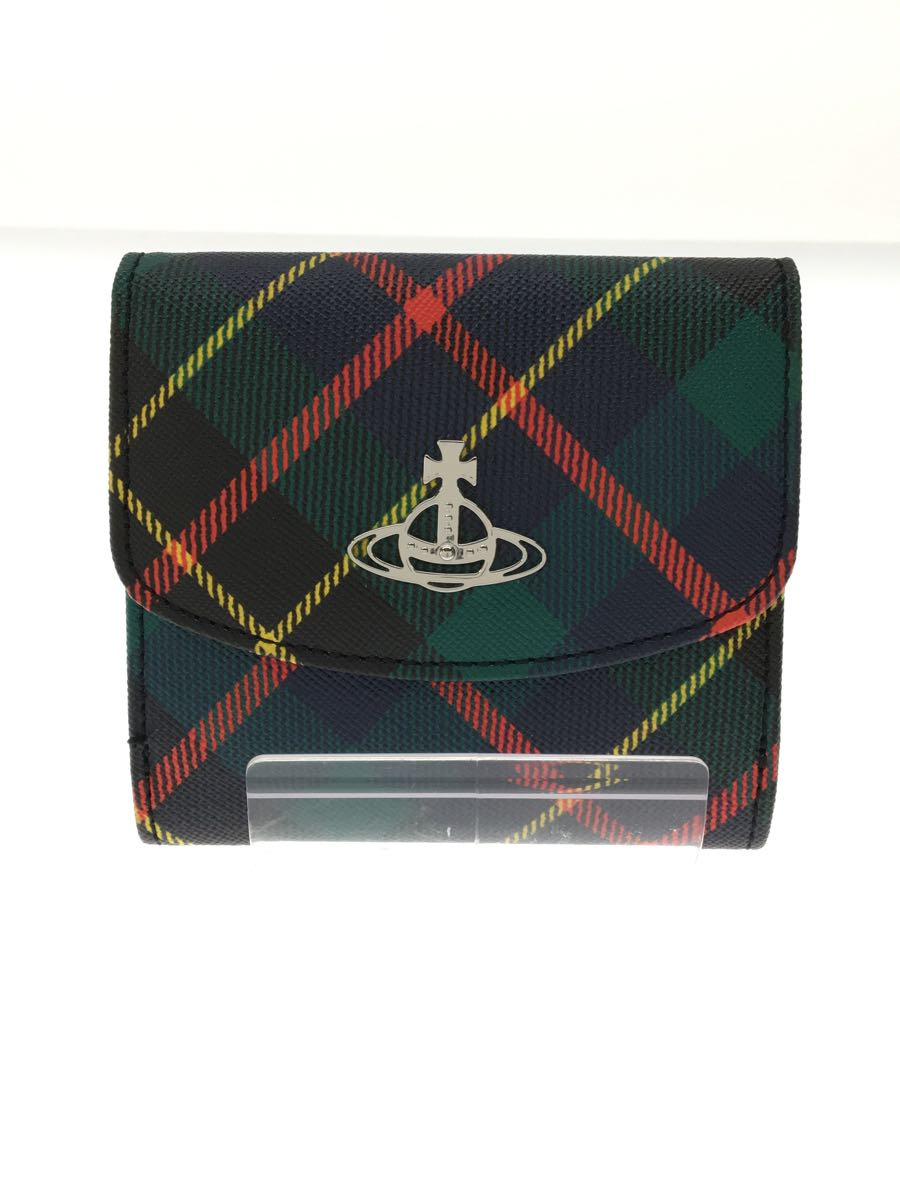 売り切り御免!】 Vivienne Westwood◇3つ折り財布/-/GRN/チェック