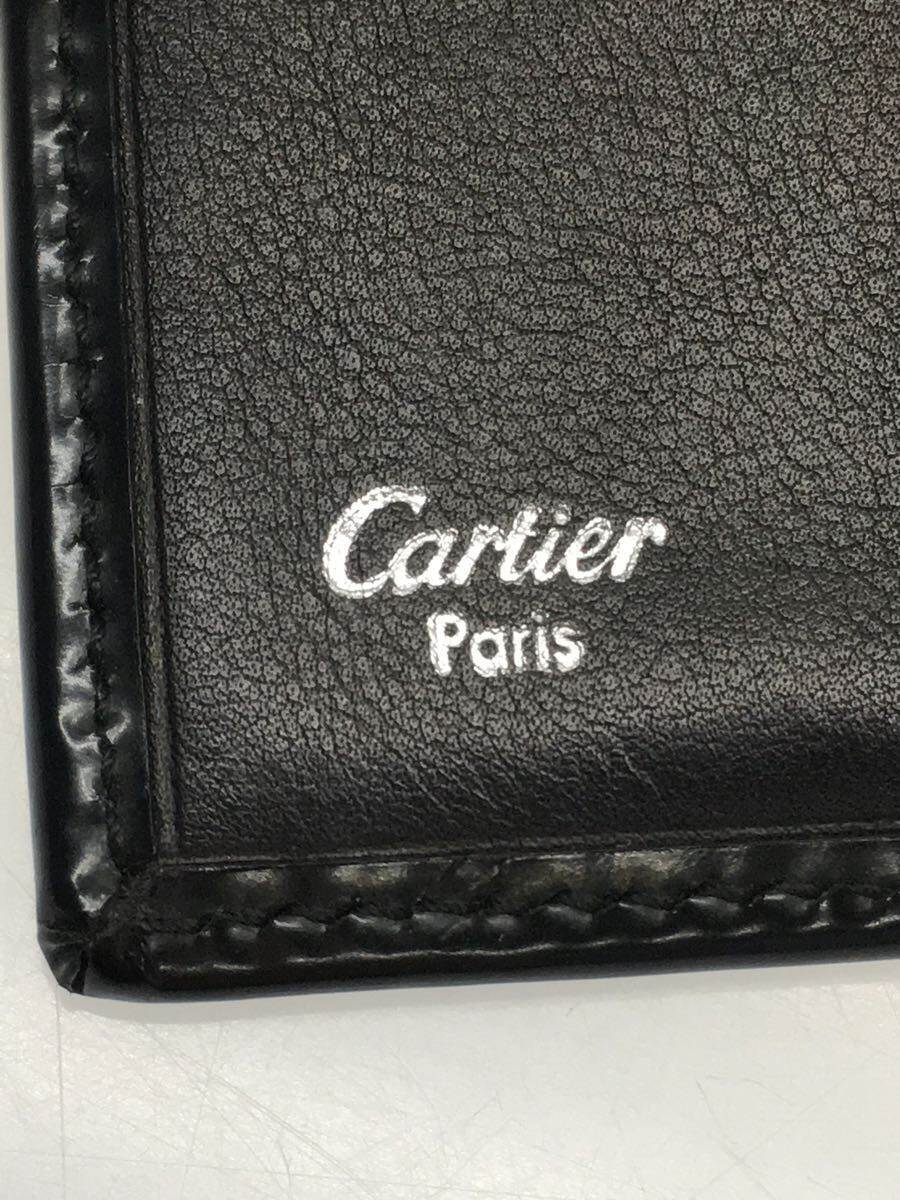 Cartier◆2つ折り財布/レザー/BLK/無地/レディース_画像3