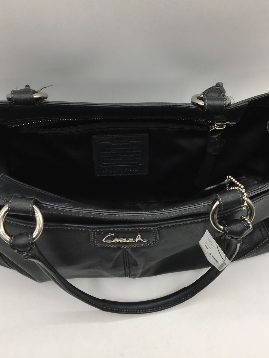 COACH◆トートバッグ/-/BLK/無地_画像6