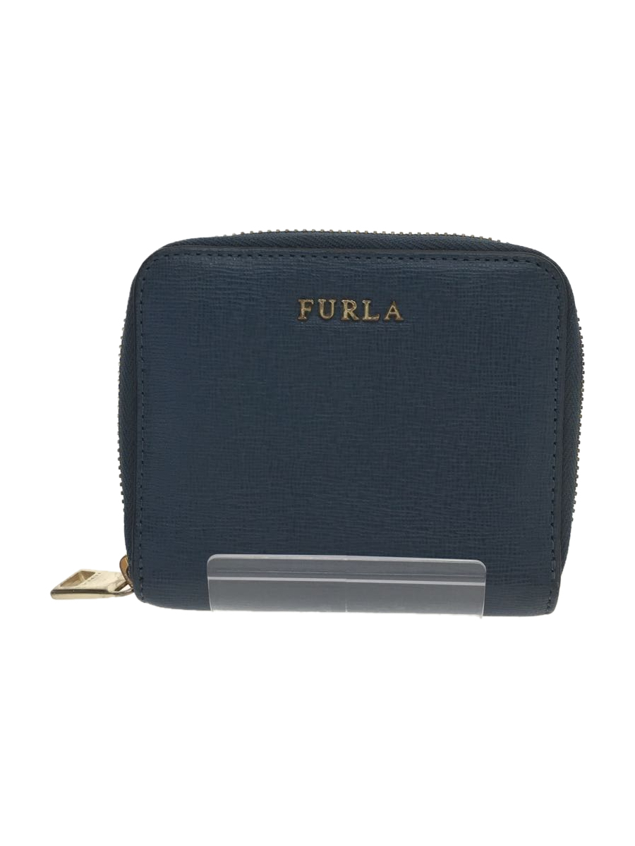 FURLA◆2つ折り財布/レザー/IDG/無地/レディース/ラウンドジップ/ロゴ/型押しロゴ_画像1