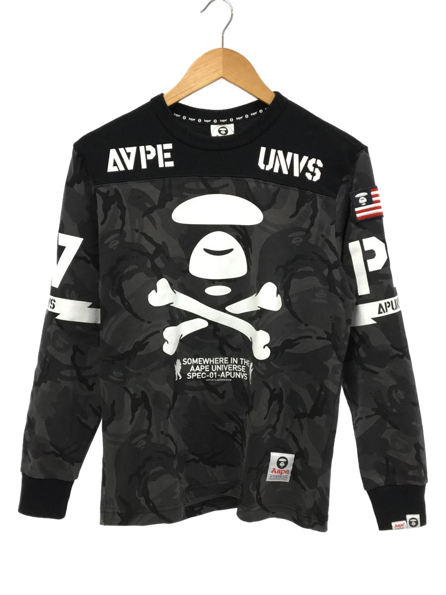 AAPE BY A BATHING APE◇スウェット/S/コットン/BLK/カモフラ