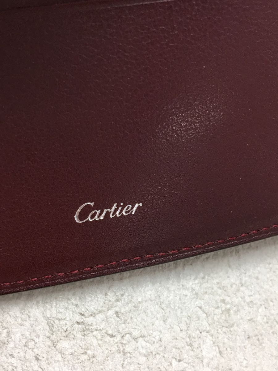 Cartier◆2つ折り財布/カボション/ブラック_画像3