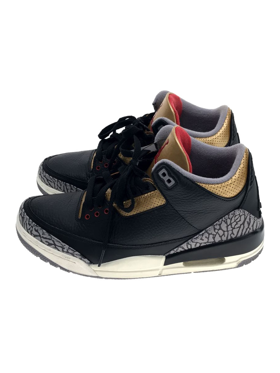 NIKE◇WMNS AIR JORDAN 3 RETRO/ハイカットスニーカー/27.5cm/BLK