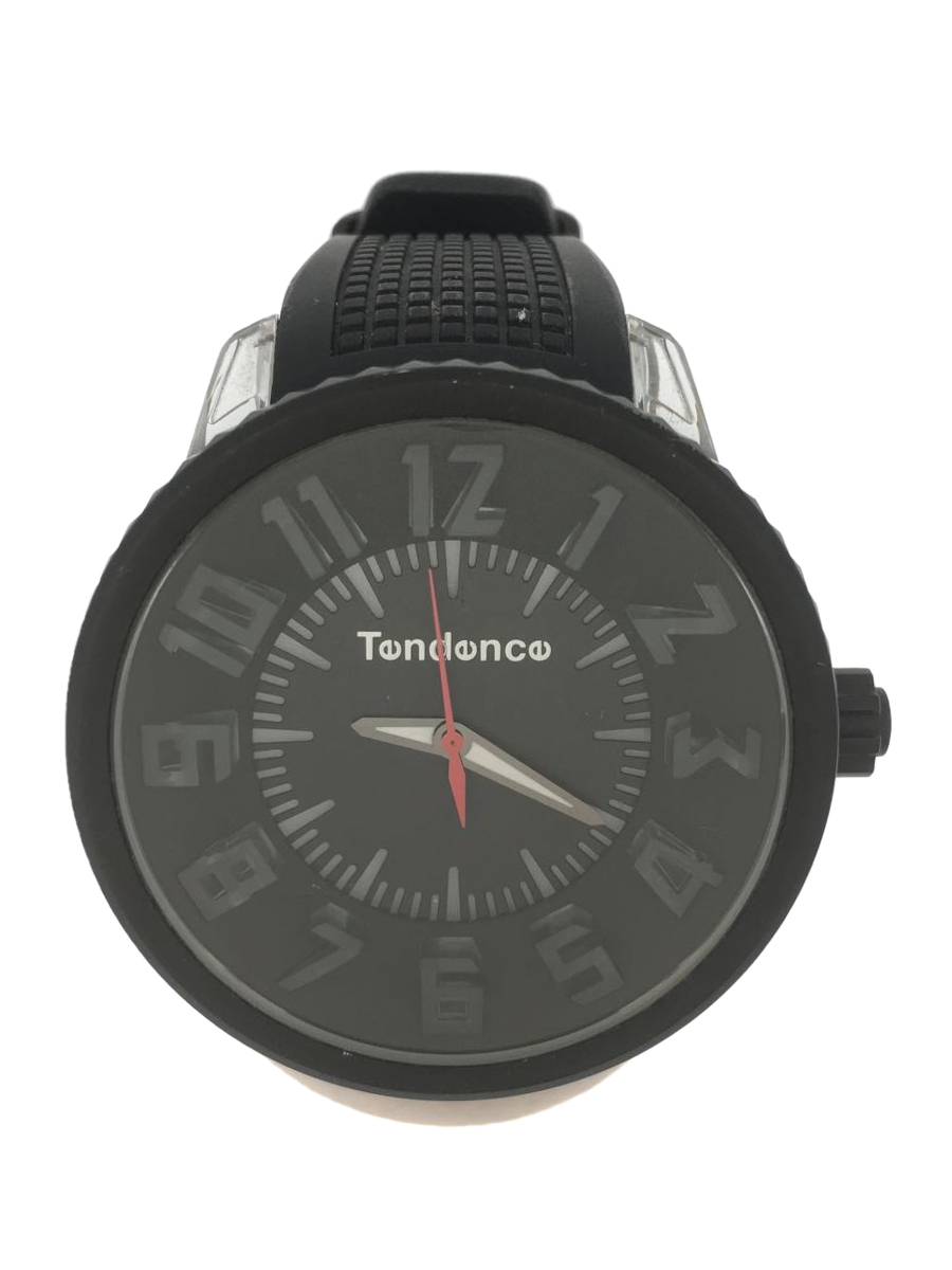 Tendence◆クォーツ腕時計/アナログ/ラバー/BLK/BLK/TG530001/風防・背面キズ有_画像1