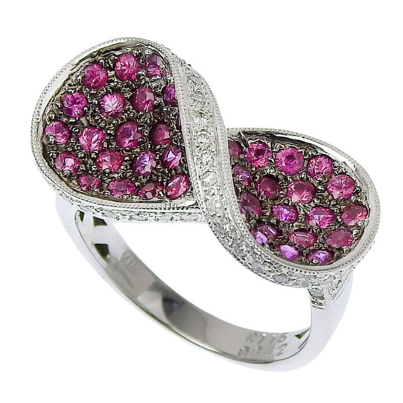 ヤフオク! - 合計1.15ct 天然ルビーリング 12号 K18WG ダ...