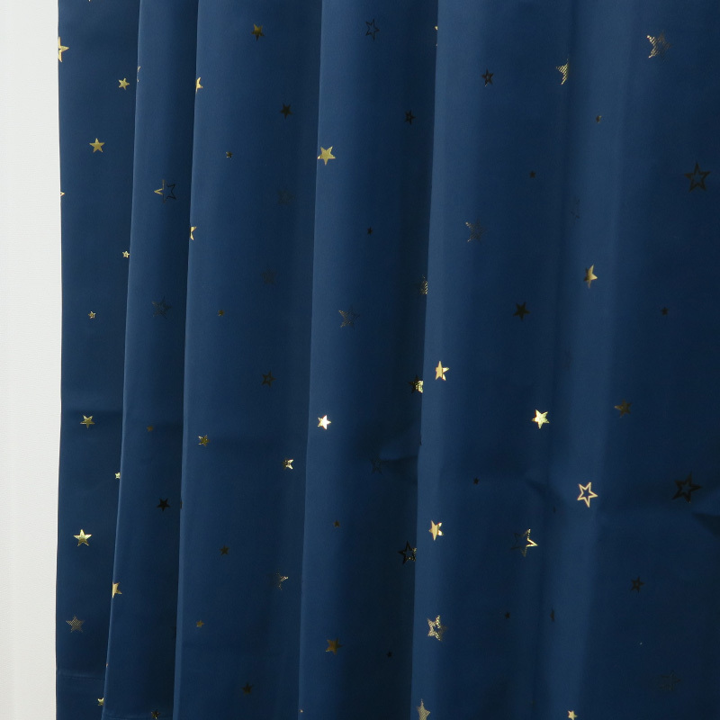 カーテン 2枚セット かわいい 星柄 ネイビー 遮光カーテン（遮光1級）幅150cm×丈178cm1枚＋星柄レースカーテン幅150cm×丈176cm1枚_画像4