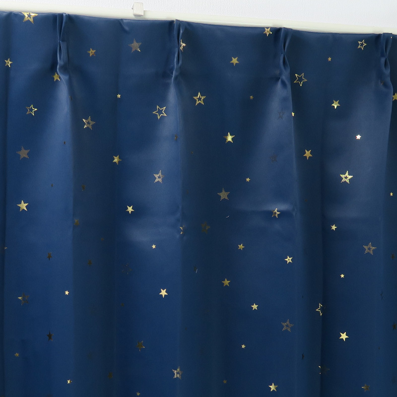 カーテン 2枚セット かわいい 星柄 ネイビー 遮光カーテン（遮光1級）幅150cm×丈178cm1枚＋星柄レースカーテン幅150cm×丈176cm1枚_画像3