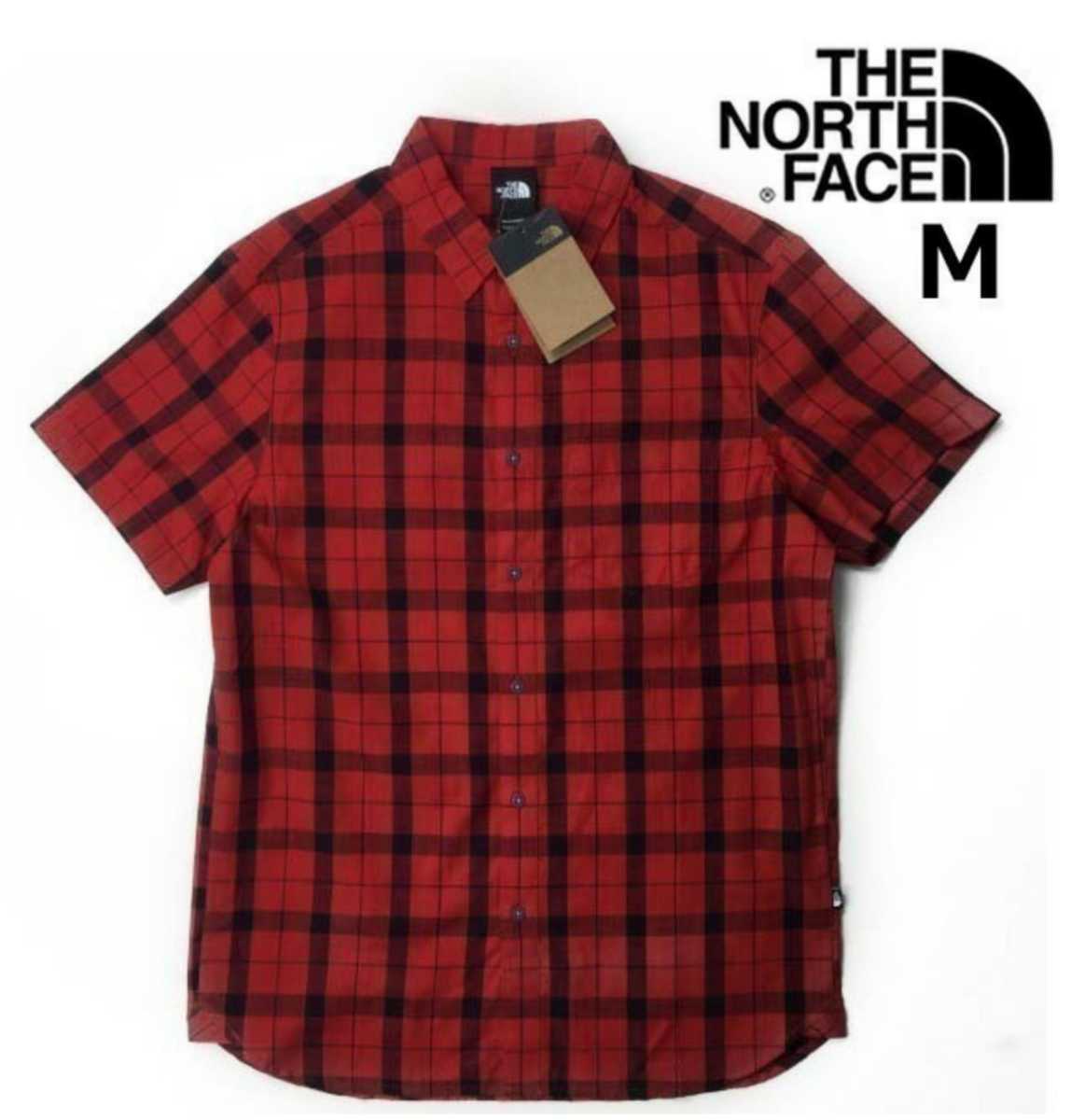 新品☆THE NORTH FACE S/S HAMMETTS SHIRTⅡ 半袖 シャツ US限定 軽量(M)赤 チェック