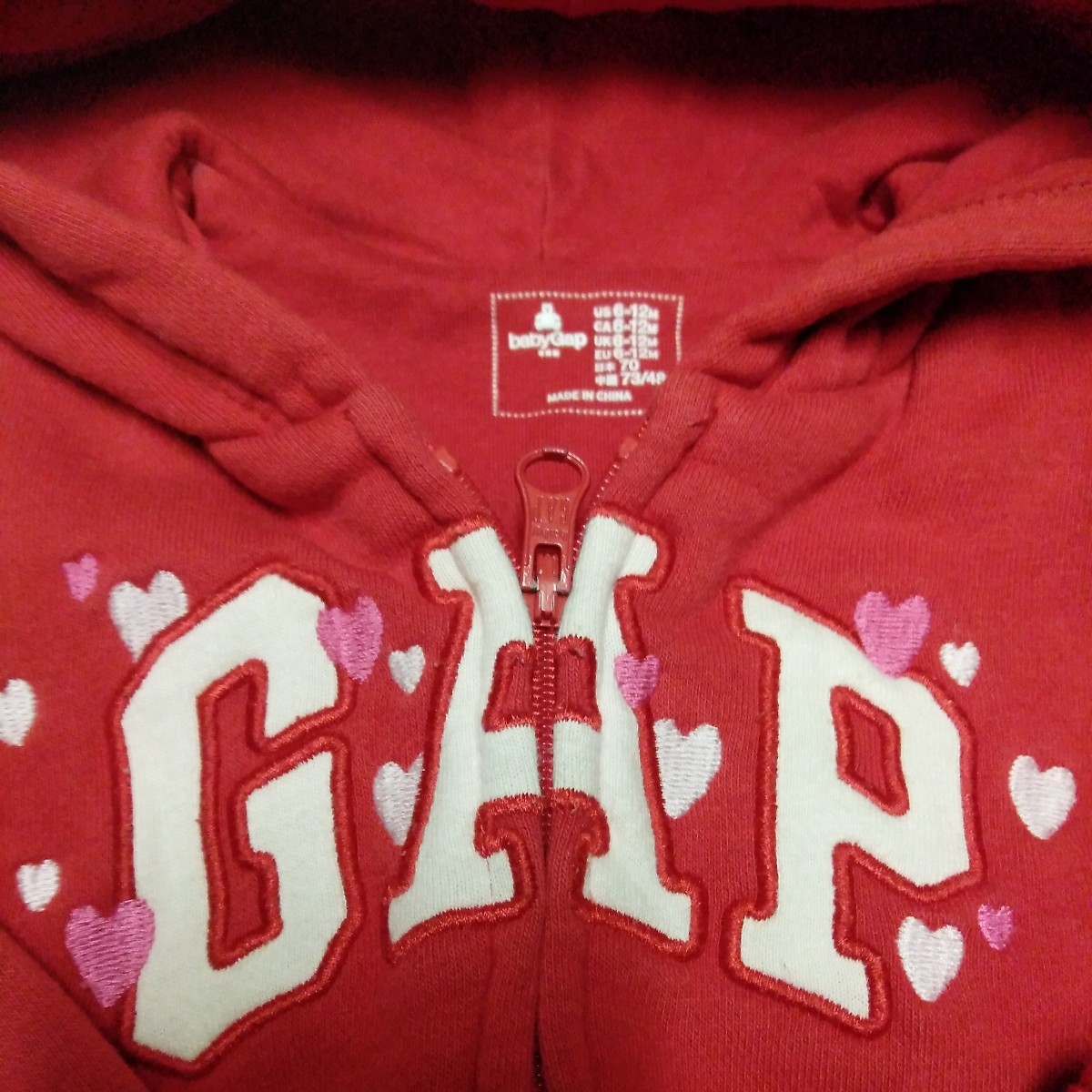 GAP ギャップ 70 赤 パーカー babyGap ベビーギャップ_画像2