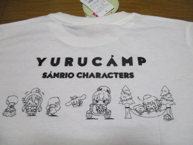 新品　最後１点　正規品　ゆるキャン　Tシャツ　S　白　サンリオ　コラボ　APORITO　アウトドア　ポムポムプリン　シナモロール　キキララ_画像1