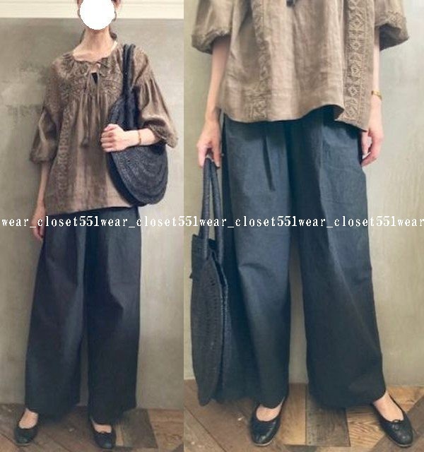 2021 美品ハグオーワー CLOTH&CROSS☆雅姫さん着 シャンブレータックワイドパンツ 2 ブラック★24200円_画像4