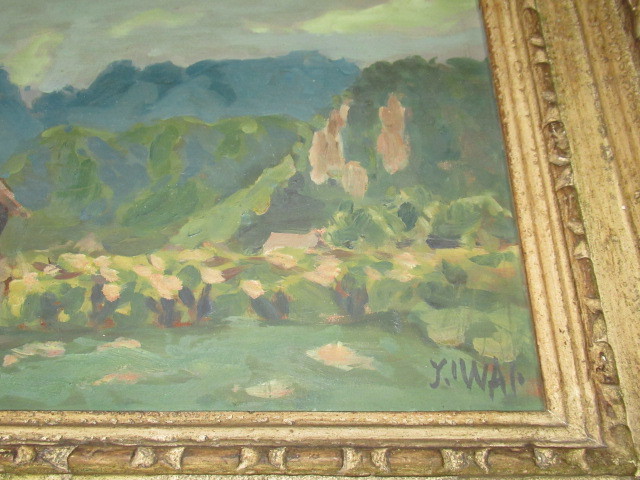 □希少 1950年作(昭和25年秋) 真筆□理髪師の画家 岩井 弥一郎『風景