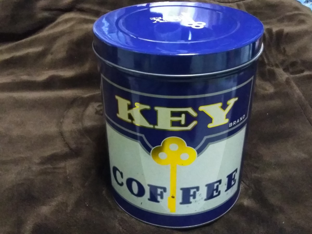 当時物 希少① KEY COFFEE キーコーヒー 缶 キャニスター 木村コーヒー店 昭和レトロ 保存缶 高さ約23.8cm 直径約19.8cm_画像3