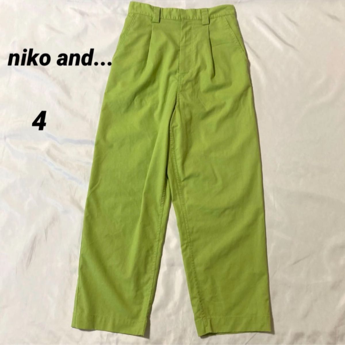 ニコアンド リネンコットン混紡 ワンタックパンツ カラーパンツ