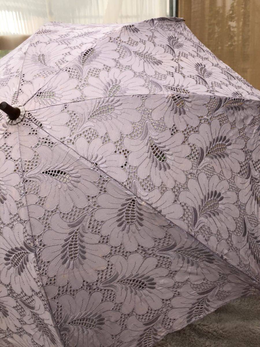 新品未使用訳あり　42cm 　高級折りたたみ傘　日傘カバー有り　女性用 レース　刺繍　くすみピンク_画像3