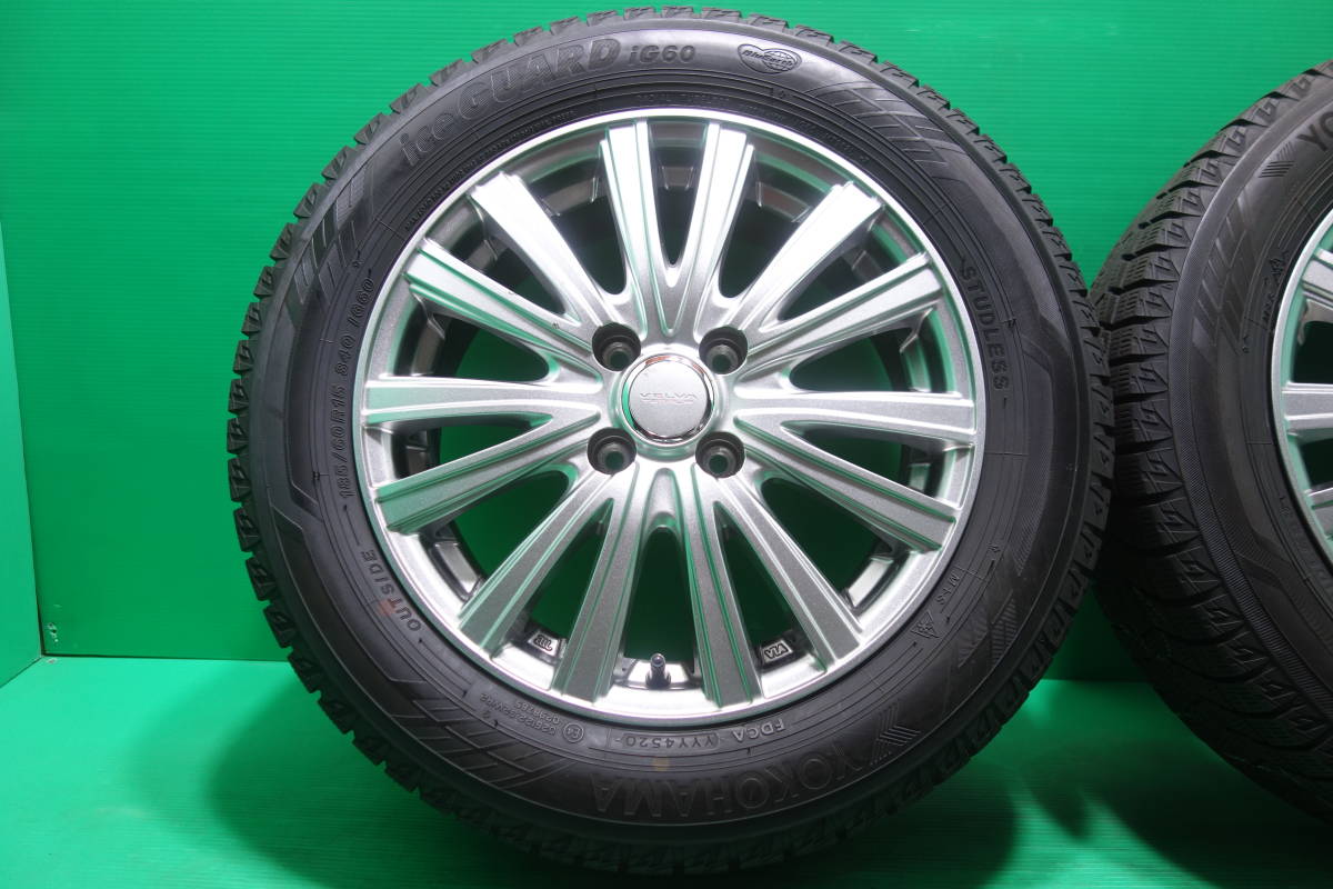 K1217-19 送料無料 185/60R15 スタッドレス 4本セット YOKOHAMA iG60 8分山 溝たっぷり ヤリス アクア フィールダー ヴィッツ スイフト_画像2