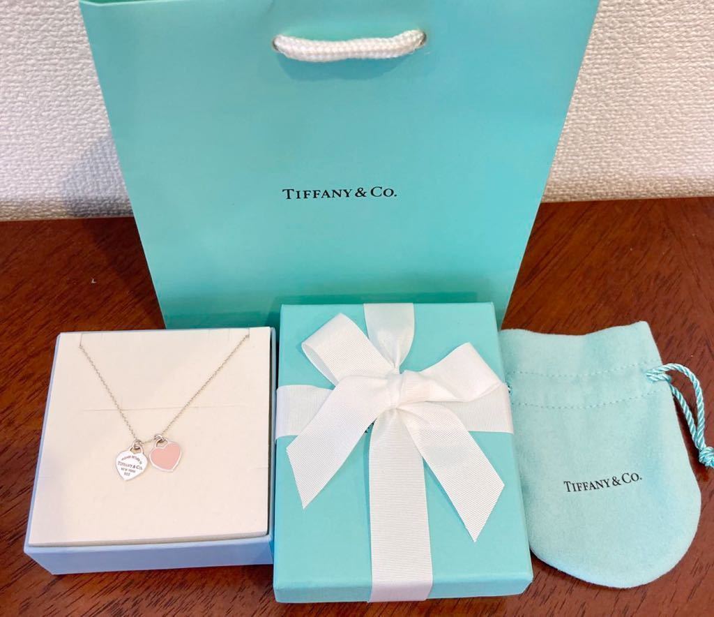 新品 正規品 ティファニーアンドコー TIFFANY &Co. ネックレス ダブルラヴィングハート 箱巾着紙袋 ダブルハート ピンク　プレゼント_画像3