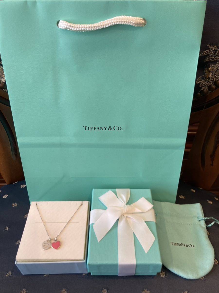 新品 正規品 ティファニー tiffany&co. ネックレス ♪リボンラッピング致します♪ダブルハート ピンク 箱巾着紙袋 プレゼント ハートタグ_画像3