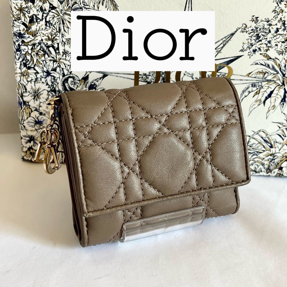 人気】DIOR ディオール レディディオール チャーム 財布 ミニ財布 グレー-