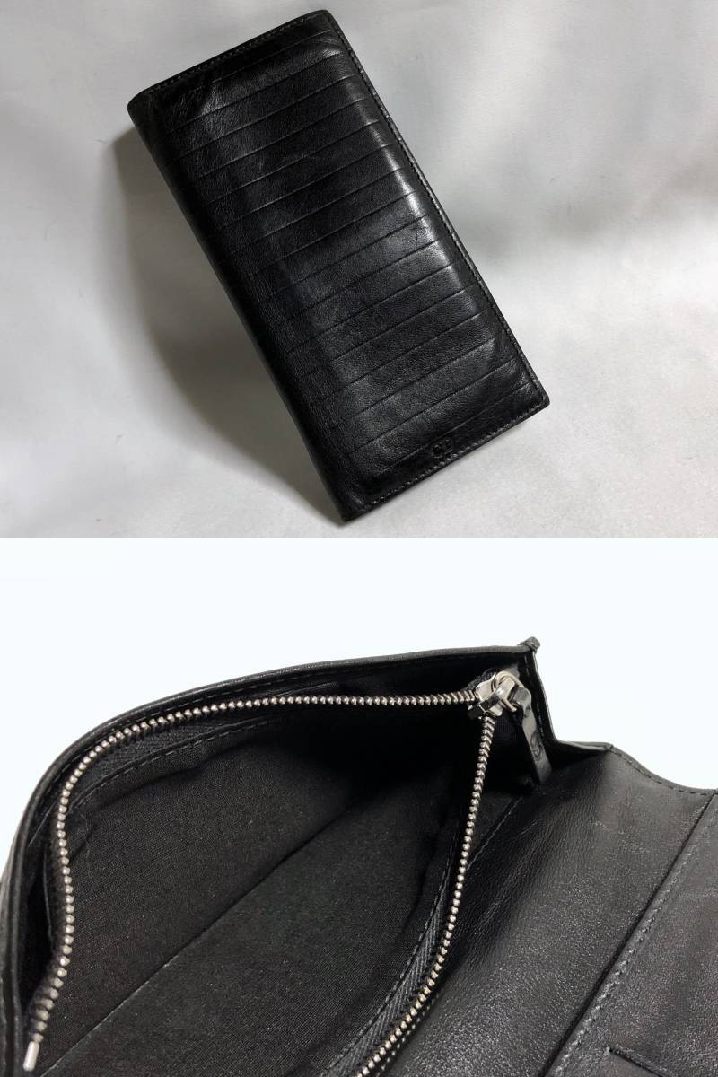  regular rare Dior Homme Dior Homme CD Logo × stripe line long wallet black black leather change purse . have 0 long wallet accessory 0re seat have 