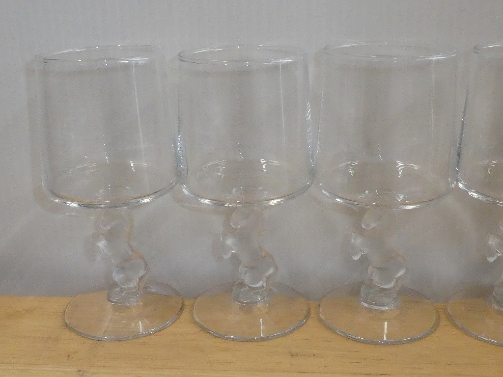 ●馬 ワイングラス ゴブレット 6客セット ホース型ステム ガラス工芸 ビアグラス●_画像2