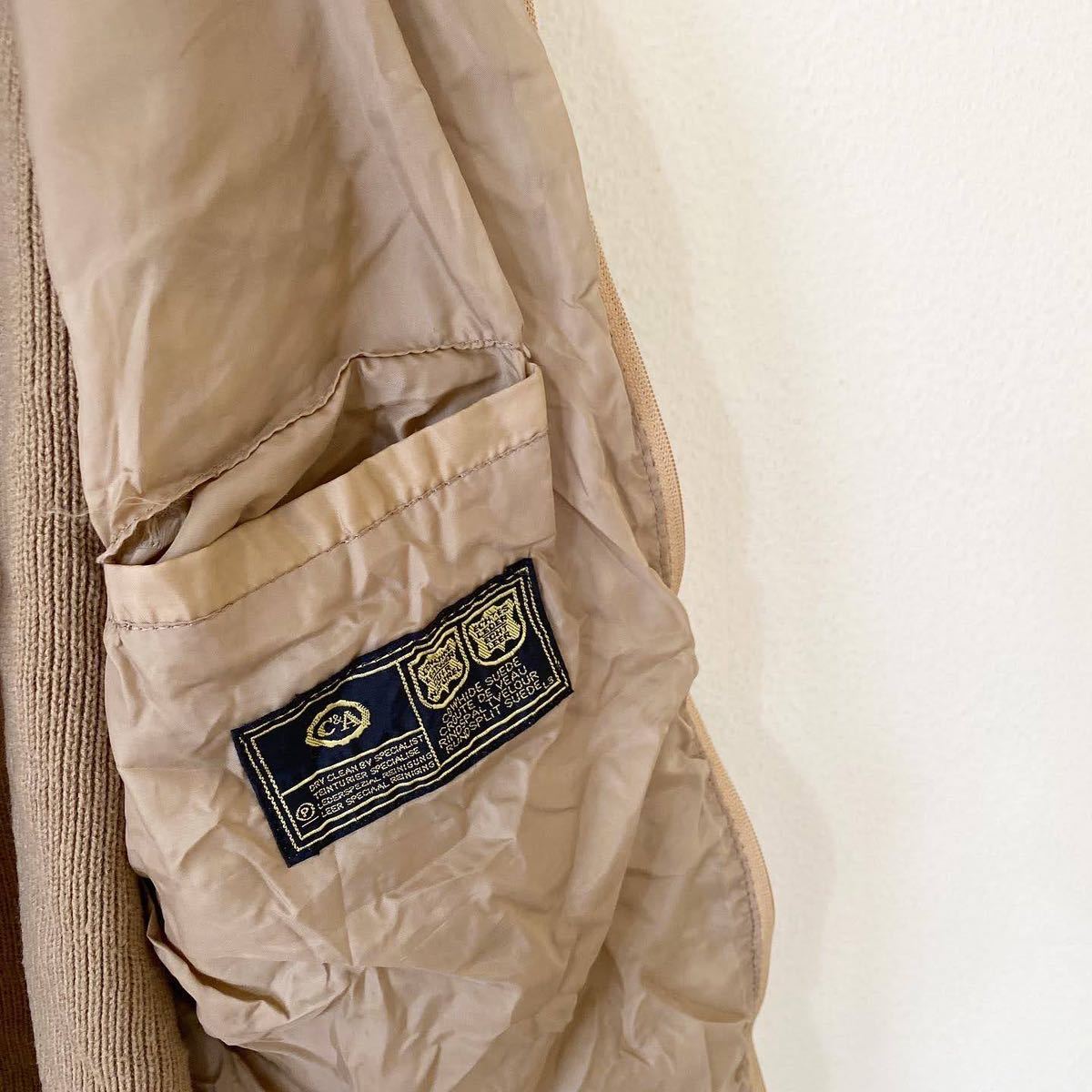 Euro Vintage レザー×ニットジャケット ブルゾン レザージャケット ブラウン 古着 ユーロ古着 ユーロヴィンテージ ジャケット