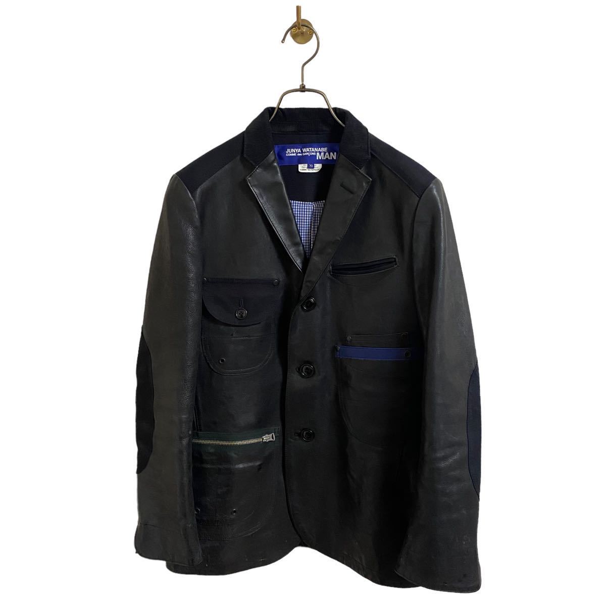 【ジュンヤワタナベマンコムデギャルソン JUNYA WATANABE MAN COMME des GARCONS AD2011 牛革 レザージャケット  XS 定価263,840円】