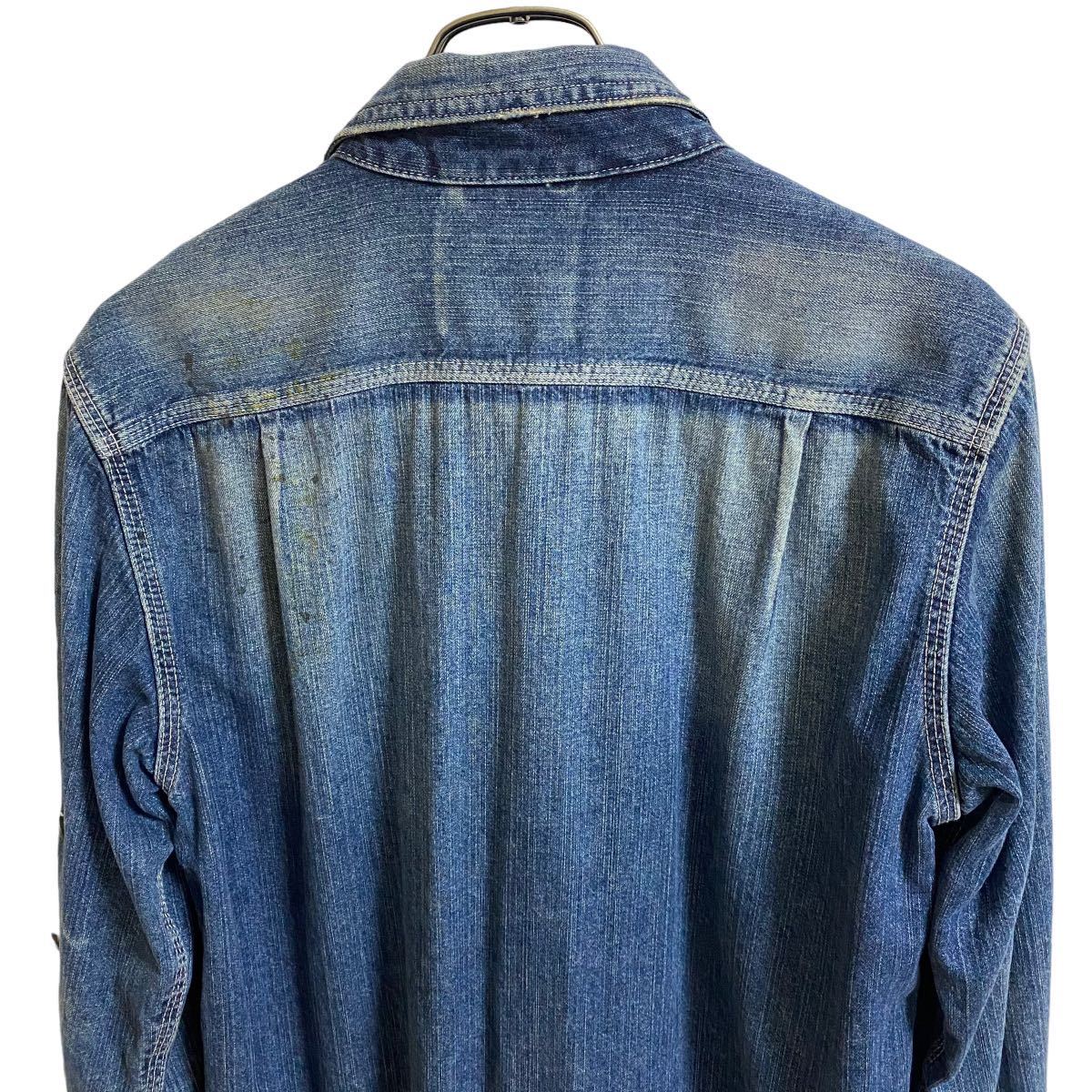 [ rare Mihara Yasuhiro MIHARA YASUHIRO Denim long shirt indigo damage processing vintage processing men's M jacket coat ]