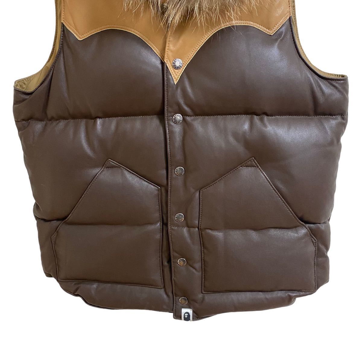 A BATHING APE 青山限定 ラクーンファー オールレザー ダウン A BATHING APE 青山限定 ラクーンファー オールレザー ダウン