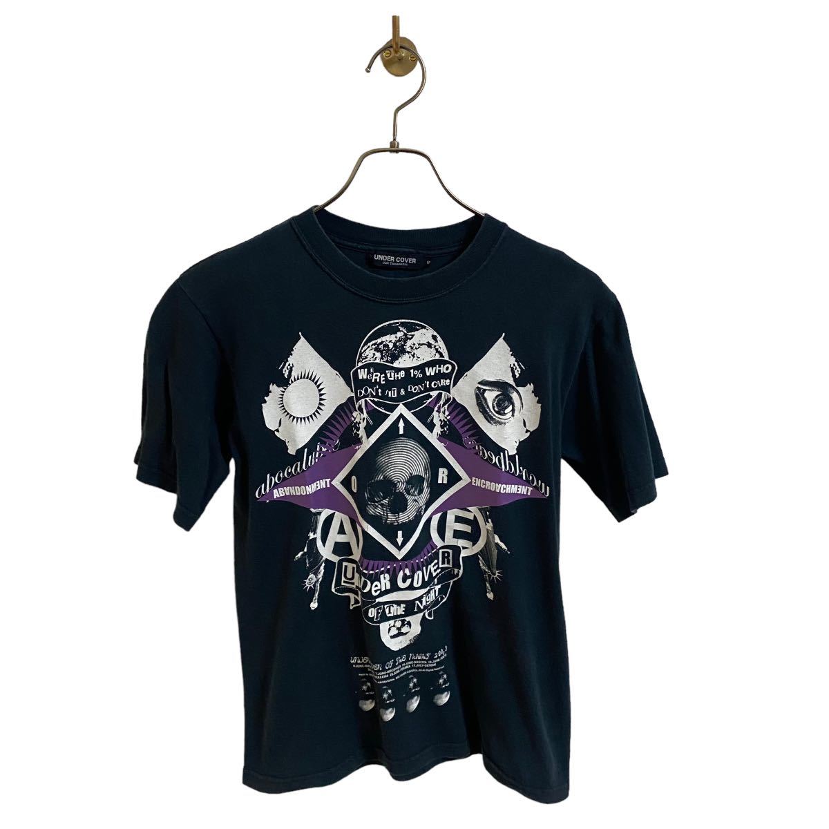 【アンダーカバー UNDERCOVERISM 2003SS SCAB期 上映会 限定 Tシャツ GIZ柄 OF THE NIGHT Tシャツ 黒×パープル メンズS artsabut期 5685】