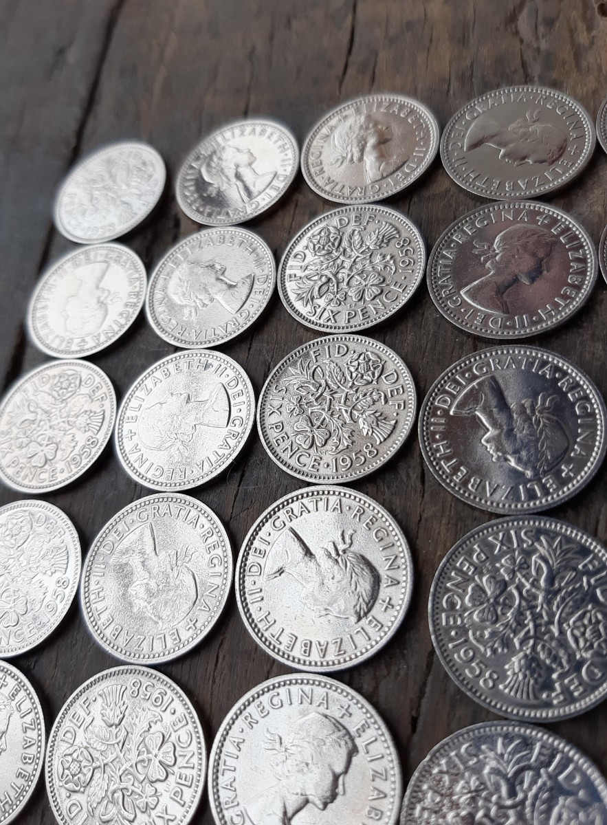 エリザベス女王の幸せのシックスペンス イギリス 36枚セットラッキー6ペンス 本物古銭英国コイン 美品です19.5mm 2.8gram 6ペンス _画像3