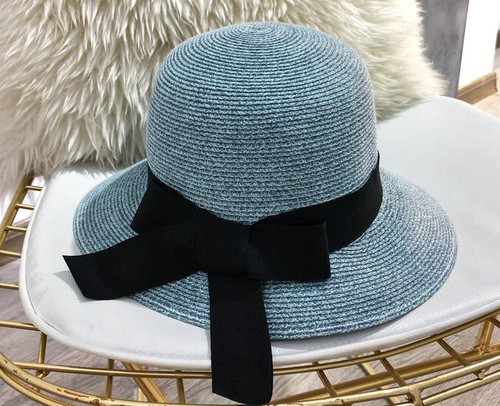 UV ультрафиолетовые лучи меры соломинка шляпа соломенная шляпа * лента * синий blue 
