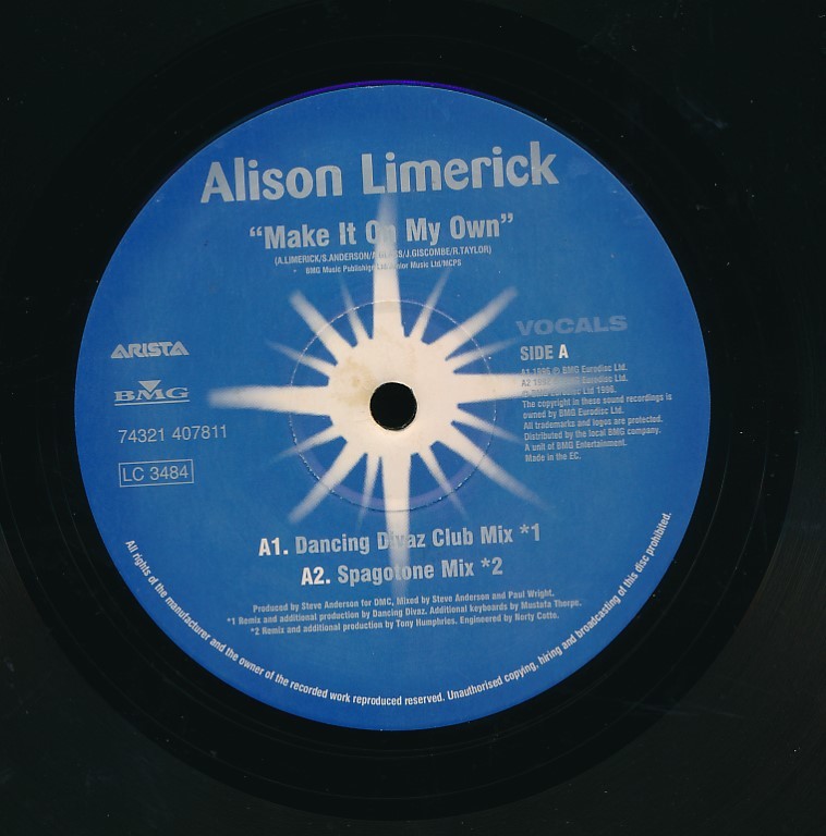 QL-83 　ALISON LIMERICK　/　make it on my own (VOCAL) UK 12inch　_画像3