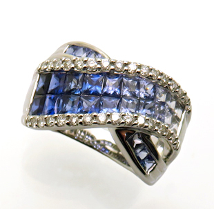 1995 ブルーサファイア S2.75ct ダイヤ D0.45ct K18WGリング 上品な青
