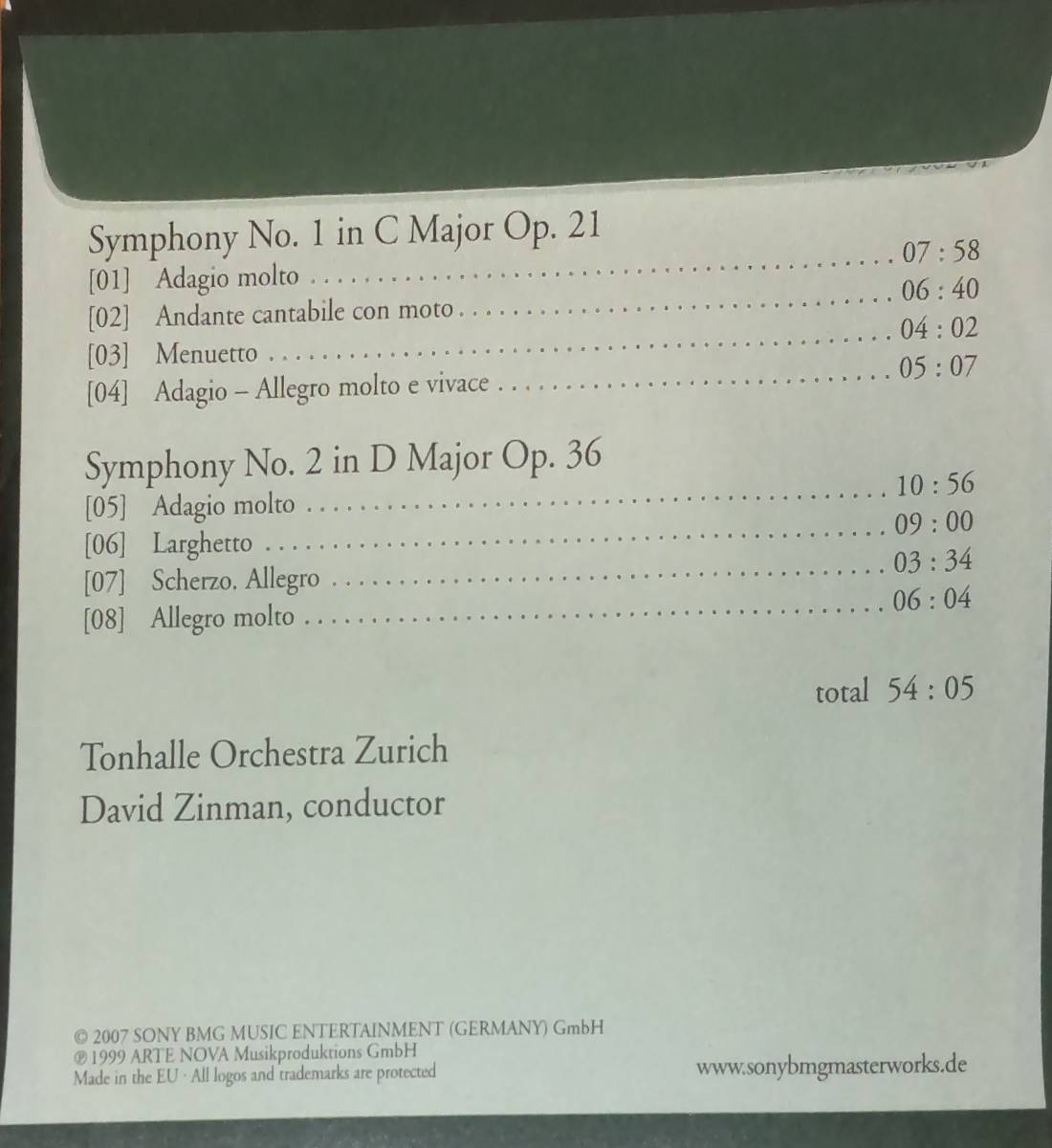 新品CDジンマン・チューリヒ・トーンハレ/ベートーヴェン： 交響曲全集5枚_画像2