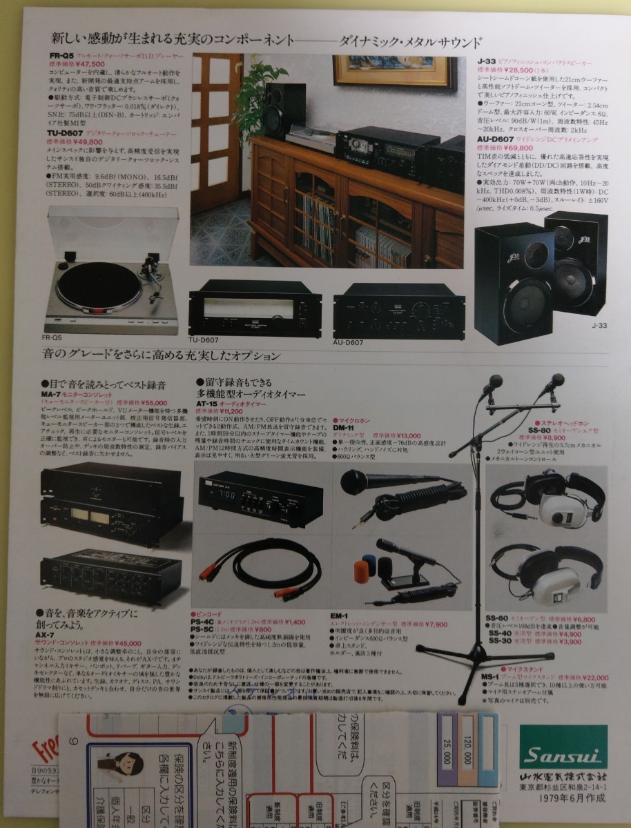 レア　1979年　山水　サンスイ　カセットデッキ SC-55、SC-33 カタログのみ　表紙、裏表紙含め全8ページ_画像2