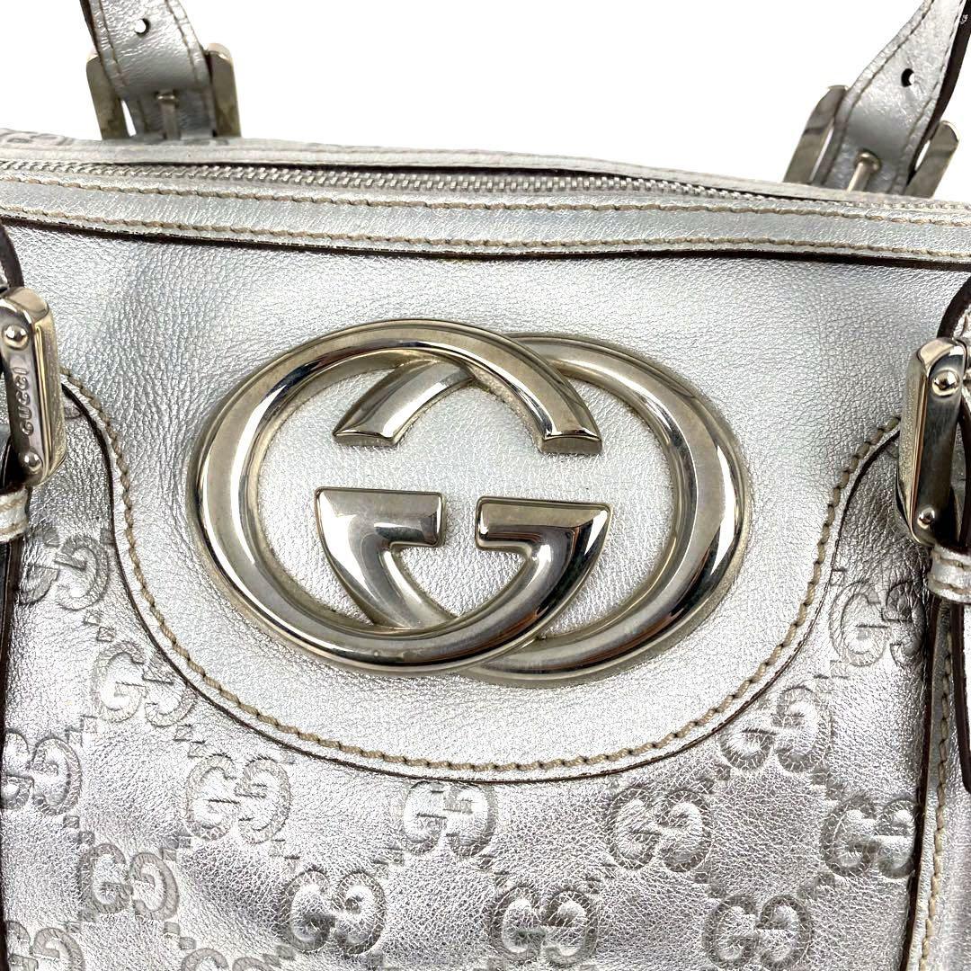 美品 GUCCI グッチ シマレザー ミニボストン ダブルG インター 美品 GUCCI グッチ シマレザー ミニボストン ダブルG インター